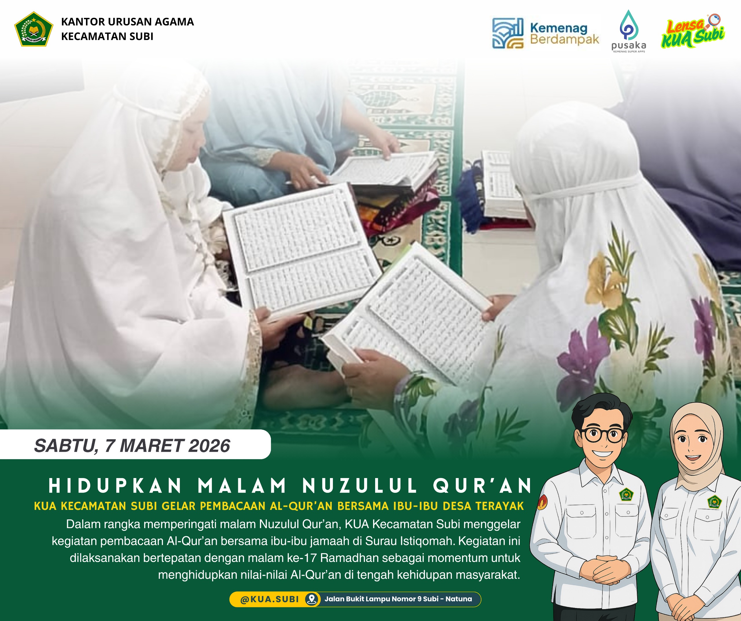 Semarakkan Malam Nuzulul Qur’an, KUA Subi Ajak Ibu-ibu Desa Terayak Tilawah Al-Qur’an Bersama